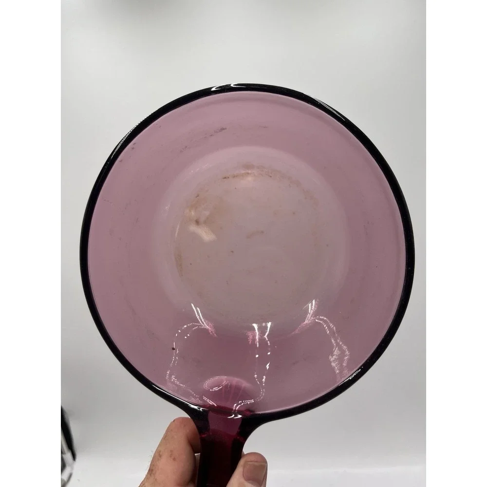 Vintage Visions Cranberry 1.5L Glass Saucepan Pot w Lid Made in USA